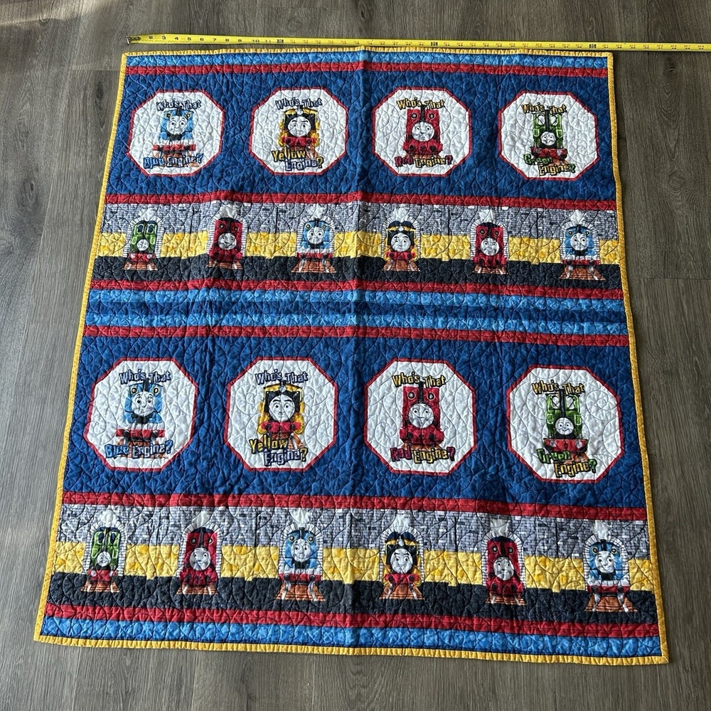 Thomas Tank Engine Train Baby Toddler Blanket Comforter Quilt 37x42 Vintage GUC